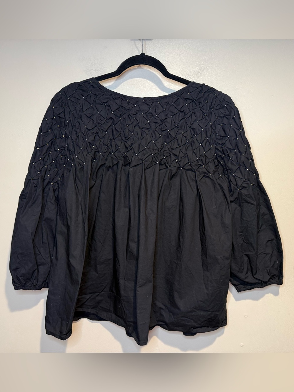 Tyler Böe Flared Puckered Gold Thread Bodice Top blouse - Picture 3 of 8